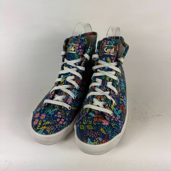 Keds x Rifle Paper Co. Kickstart Sneakers Women's 6 Blue Floral Athletic Shoes - Picture 4 of 10
